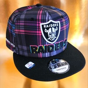 Las Vegas Raiders New Era 2024 NFL Crucial Catch Plaid 9FIFTY Snapback Hat